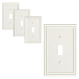 TREEWELL 4-Pack Single Toggle Light Switch Cover Plate, Durable Solid Zinc Alloy Decorative Switch Plate Covers, Light Almond 1 