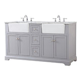 Elegant Decor Franklin 60 Aluminum Mdf Double Bathroom Vanity In Gray