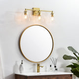 Living District Harris 3-Light Iron & Glass Bath Sconce In Brass/Clear