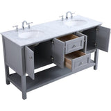 Elegant Decor Metropolis 60 Double Sink Marble Top Bathroom Vanity In Gray