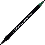 Zig ART & GRAPHIC TWIN Dual Brush Pens 038 MARINE GREEN, Art Fine Markers and Brush Tip Marker for Journaling Calligraphy Drawin