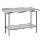 ROCKPOINT SS304 Top All Stainless Steel Table for Prep & Work with Backsplash 24x48 Inches, NSF Commercial Kitchen Heavy Duty Ta