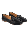 Shoetopia Golden Metal Buckle Detailed Black Bellies-Eu39,Black,6,B0BZPZH473