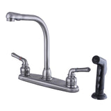 Kingston Brass Kb7500Sp Magellan 8 Centerset Kitchen Faucet, 10-7/8 Inch In Spout Reach, Black Stainless