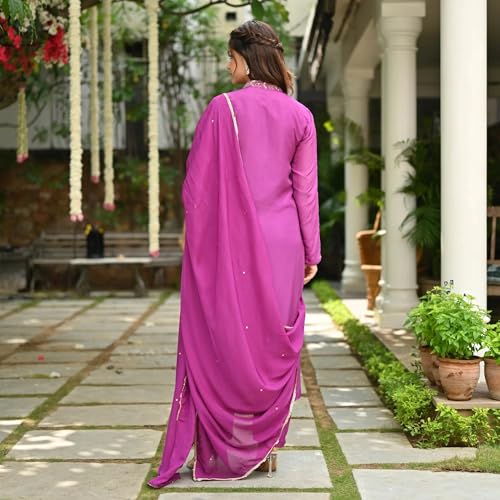 Gosriki Women'S Rayon Blend Straight Embroidered Kurta With Pant & Dupatta (Tabana Pink-Gs_S_Pink_Small),Pink,,B0DJWH2FFK