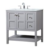 Elegant Decor Theo 32 Zinc Alloy Mdf Single Bathroom Vanity In Gray