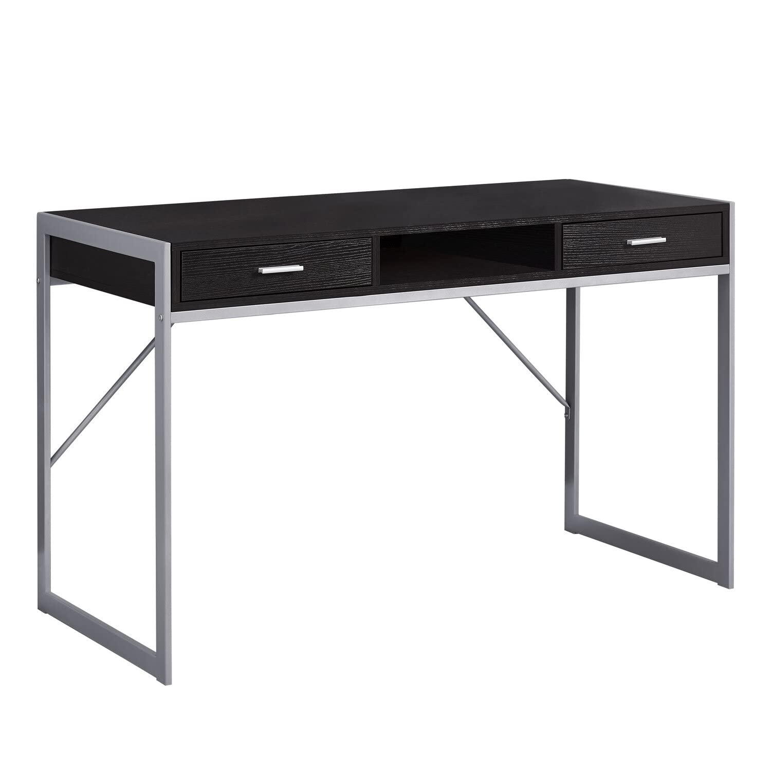 Monarch Specialties Contemporary Laptop Table With Drawers And Shelf Home & Office Computer Desk-Metal Legs, 48'' L, Cappuccino