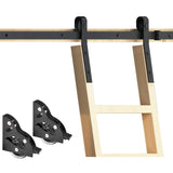 DIYHD 12FT Home Office Sliding Library Ladder Hardware,Barn Style Rustic Black Rolling Stepladder Track Kit,MAX Load 300lbs,(No 