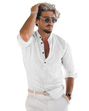 Bellstone Men'S Cotton Blend Solid Regular Dress Shirt (Kurta800_Combo_White_Navy Blue_Xl White - Navy Blue Xl