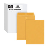 Quality Park 9 x 12 Clasp Envelopes, Clasp and Gummed Closures for Storing or Mailing, Extra HeavyDuty 32 lb Kraft Paper, 100 p