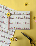 Dovetail All Aboard Gift Wrapping Paper Pack of 20 Sheets (29 x 19 in) | Toy Train with Animals Design for Birthdays, Baby Sho