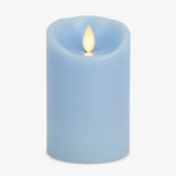 Luminara Flameless LED Battery Operated Flickering Pillar Moving Flame Candles (Airy Blue, 3 x 4.5)