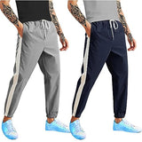 LookMark Men's Combo Slim Fit Solid Lycra Blend Full Elastic Sport Wear Running Gym Stretchable Jogger Track Pant in Grey & Navy Color(Track 02 Grey-Track 02 Navy-L),Grey-Navy05