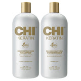 CHI Moisturize It Duo Keratin Shampoo & Conditioner Set, Hydrating Formula Restores & Strengthens Hair, Sulfate & Paraben-Free, 