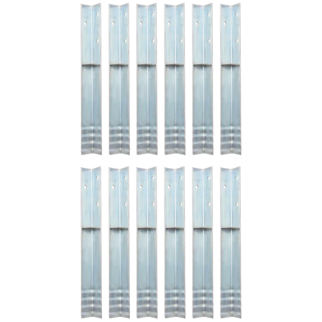 'Vidaxl 12 Pcs Galvanized Steel L-Shaped Ground Anchors - Sturdy, Easy-To-Install, Ideal For Play Towers And General Landscaping Uses
