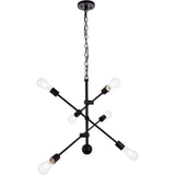 Living District Axel 6-Light Mid-Century Metal Pendant In Black