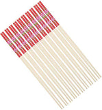 ikis Designer Natural Round Bamboo Reusable Chopsticks, Size 9.5 Inch (Color and Design May Vary) Set of 10 Pairs