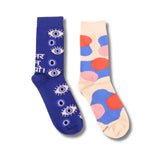 Thela Gaadi Evil Eye & Abstract Pattern Printed Socks | Pure Cotton Printed Funky Socks For Men & Women | Unisex, Crew Length So