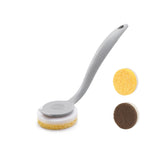 DrDirt Dish Scrubber with Handle, 2 Cellulose Sponges & 1 Scouring Pad