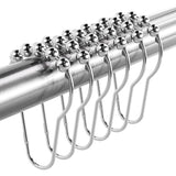 SWIMERO Decorative Rolling Curtain Hooks Rings Set 12pcs Bathroom, Shower Rod, Home & Kitchen (12, Silver)
