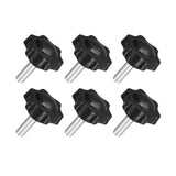 Calsgkspray 6Pcs Black M8 x 25mm Thread Clamping Knob,Tightening Screws Nuts Knob,Hex Star Knurled Thumb Screw Knobs,6 Star Hand