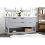 Elegant Decor Larkin 60 Solid Wood Mdf Single Bathroom Vanity In Gray
