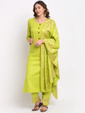 Anni Designer Women'S Cotton Straight Kurta With Palazzo & Dupatta (Kpzd-Cot-10036-Light Green_S_Light Green_Small),Light Green,S,Cotton Blend,Straight,Dupatta, Palazzo