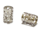 200pcs 8mm (0.3 Inch) Filigree Tube Loose Beads 18K White Gold Plated Brass Spacer (Large Hole 4.9mm) for DIY Craft Jewelry Maki