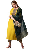 Anni Designer Women'S Cotton Blend Solid Kurta And Pant With Dupatta Set (Start-Mustred_M_Mustard_Medium),Mustard,M