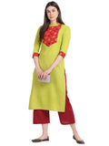 Gosriki Women'S Cotton Blend Straight Kurta With Palazzo (Puchi-Green_M-Go_Green_Medium),Green,,B09SWB29JC