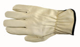G & F Products G & F 6003M-3 Premium Genuine Grain Cowhide Leather Work Gloves, Medium, 3-Pair, Off-White