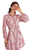 Dhruvi Trendz Womens Slub Rayon Women Western Dresses Regular Fit Dress (Dt-Wd1130_Pink_S)