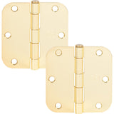 Stone Harbor Hardware 3-1/2 Door Hinges, 5/8 Radius Corner, Polished Brass, 2-Pack