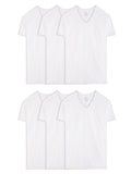 Fruit of the Loom mens Stay Tucked Vneck Tshirt Underwear, Tall Man White 6 Pack, Large US