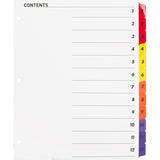 Business Source 21903 Index Dividers w/TOC Page, 112, 81/2Inch x11Inch , 12 Tabs/ST, MI