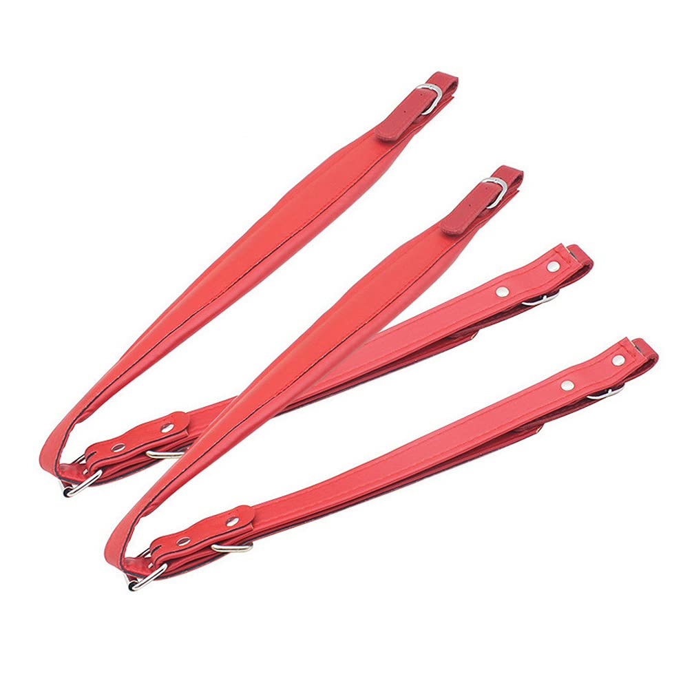 BIBISTORE Soft Leather Adjustable Accordion Shoulder Harness Straps Instrument Accessories (Red)