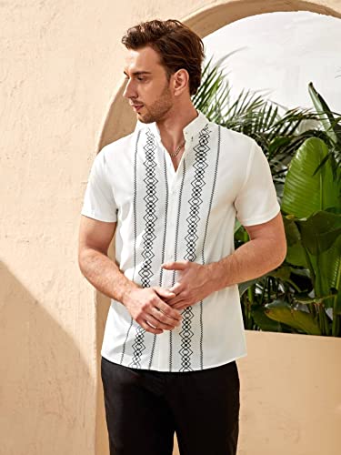 Toplot Men'S Causal Shirt With Short Sleeve & Geometric Print (Mens-Geo-Shirt-5096-Black-M),White,,B0BYVYGMCR