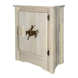 Montana Woodworks Homestead Collection Accent Cabinet With Laser Engraved Bronc Design, Right Hinged, Ready To Finish