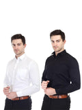 Xjarvis Ozark Cotton Solid Slim Fit Casual Shirt For Men With Pocket & Long Sleeve Button Down Shirt Collared Casual Formal Shirt With 100% Cotton Size Xl Pack Of 2 (Black White),Black,White,,B0D4782VK1