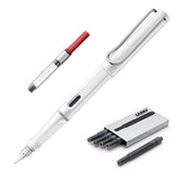 Lamy Safari | White | Medium Nib | 5 Black Ink Cartridges, Z28 Converter And Wipe