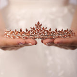 Wekicici Rhinestone Green Crystal Leaves Tiara Queen Princess Crown for Women Wedding Headband Costume Accessories for Pageants