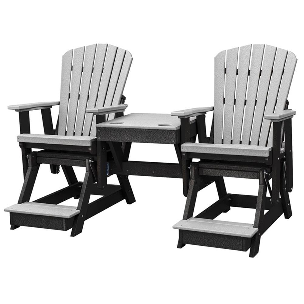 American Furniture Classics Balcony Height Table Double Glider, Light Gray & Black