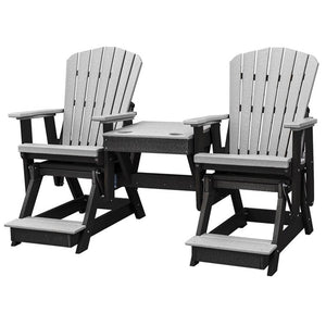 American Furniture Classics Balcony Height Table Double Glider, Light Gray & Black