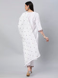 Anni Designer Women'S Cotton Blend Solid Straight Kurta With Pant & Dupatta (Sawet-White_S_White_Small),White,S,Cotton Blend,Regular,Dupatta