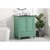 Elegant Decor Otto 30 Contemporary Solid Wood Single Bathroom Vanity In Mint