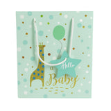 Hello Baby Gift Bags Set of 3 Medium Size Paper Bags with Giraffe Print for Baby Shower Return Gifts Strong Rope Handle