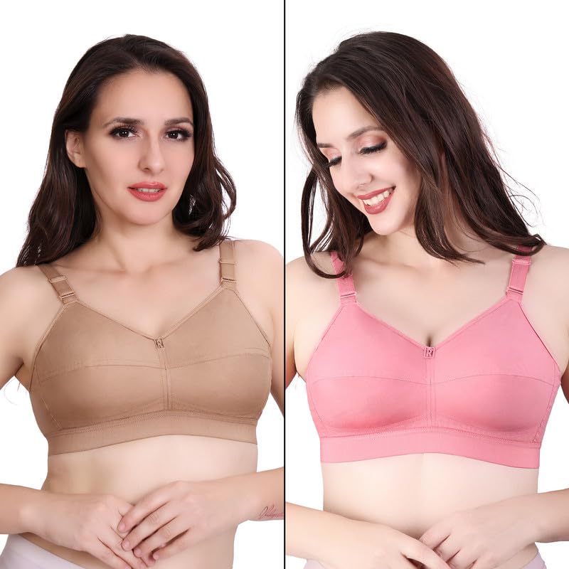 Trylo Riza Cottonfit Bra Combo Pack Nude & Rose Gold 38 E - Cup - Pack Of-2,NUDE & ROSE GOLD,38,B0DQKVVT5R