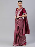 Satrani Women'S Art Silk Banarasi Saree With Unstitched Blouse Piece(2643S5121N_Wine)