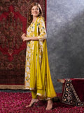 Anni Designer Women'S Cotton Blend Straight Printed Kurta With Pant & Dupatta (Kuru Yellow_L_Yellow_Large),Yellow,L,Cotton Blend,Regular,