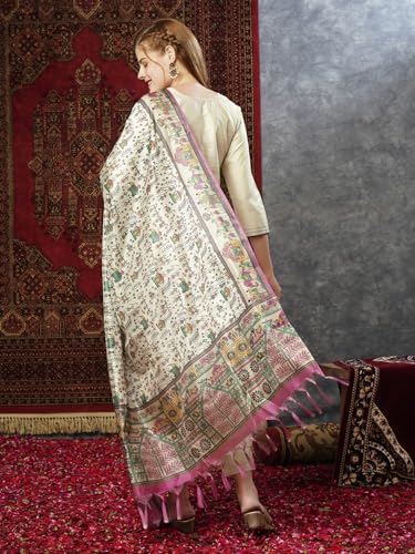 Anni Designer Women'S Cotton Blend Straight Solid Kurta With Pant & Dupatta (Savari Cream-Nw_Xxl_Cream_Xx-Large),Cream,2XL,Cotton Blend,Regular,